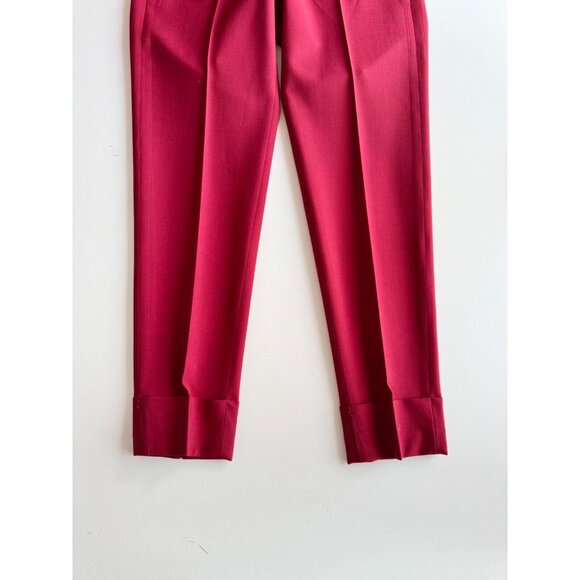 NWOT JUDITH & CHARLES Red Wool Suiting Cuffed Cropped Trousers Pants, Size 2 - Picture 4 of 11